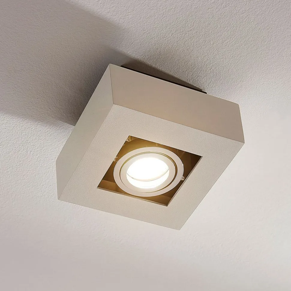 Arcchio spotlight Vince, 14 x 14 cm, hvid/krom, metal, GU10