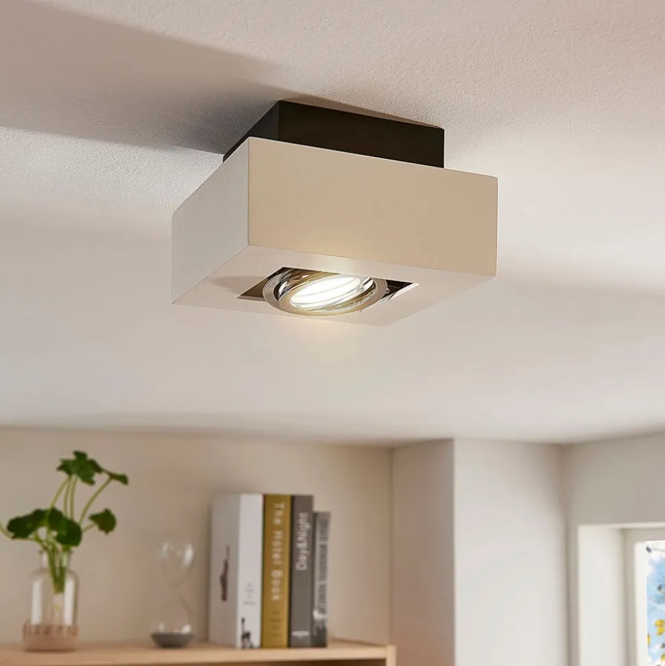 Arcchio spotlight Vince, 14 x 14 cm, hvid/krom, metal, GU10
