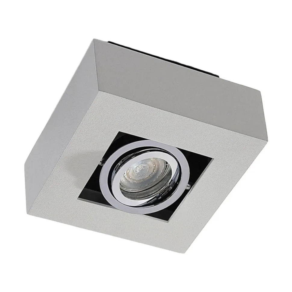 Arcchio spotlight Vince, 14 x 14 cm, hvid/krom, metal, GU10