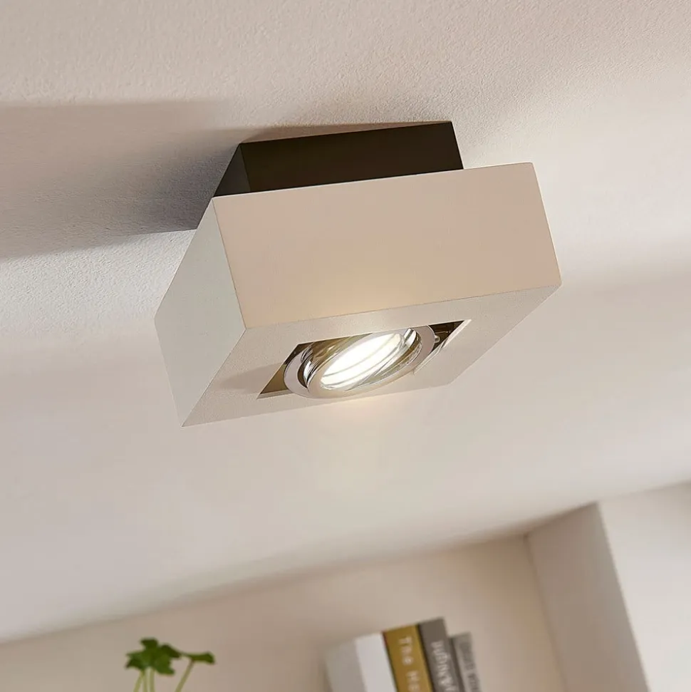 Arcchio spotlight Vince, 14 x 14 cm, hvid/krom, metal, GU10