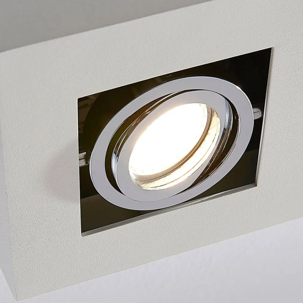 Arcchio spotlight Vince, 14 x 14 cm, hvid/krom, metal, GU10