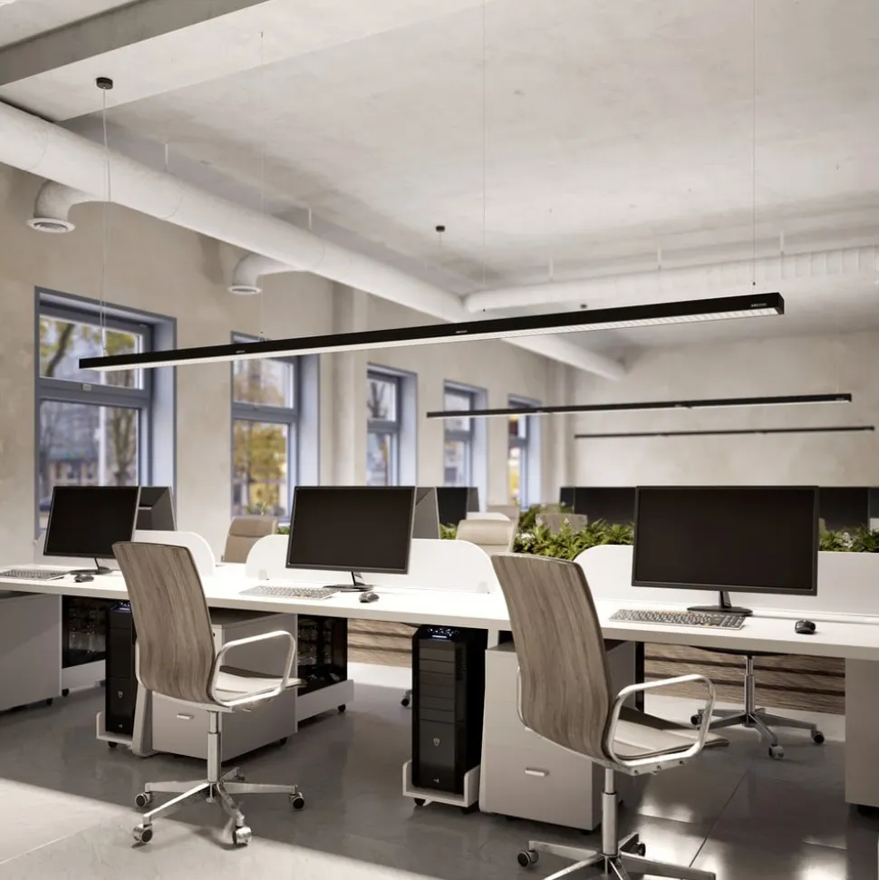 Arcchio Susi LED-kontorhængelampe, sort, 120 cm, 4000K, DALI