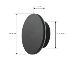 Arcchio udendørs LED-væglampe Gravo, Ø 16 cm, sort, IP65