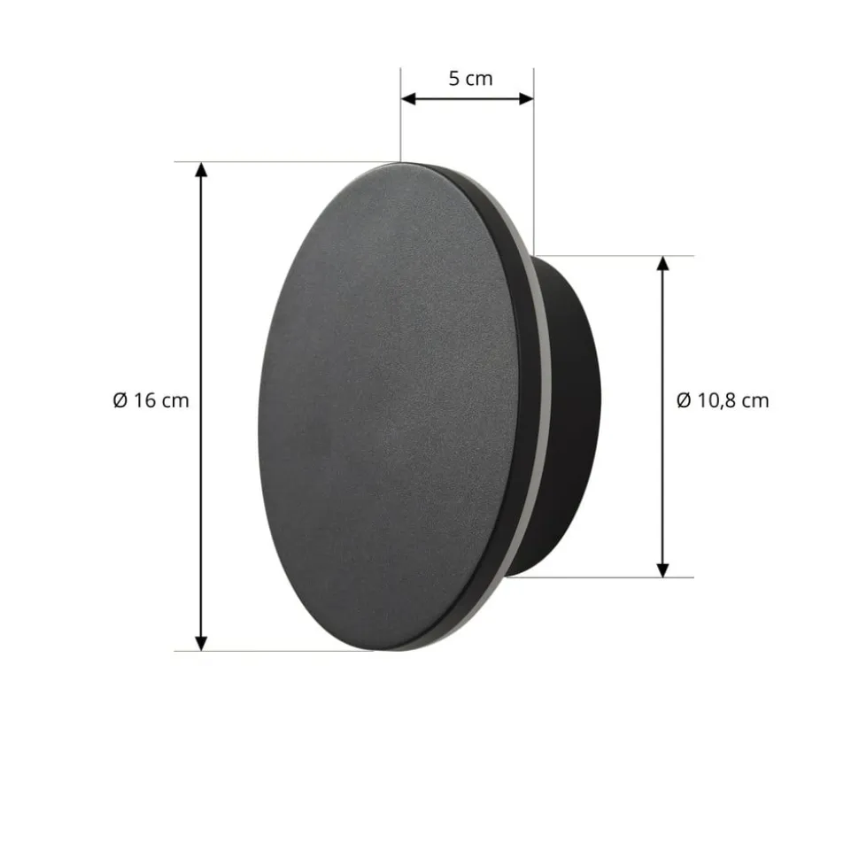 Arcchio udendørs LED-væglampe Gravo, Ø 16 cm, sort, IP65
