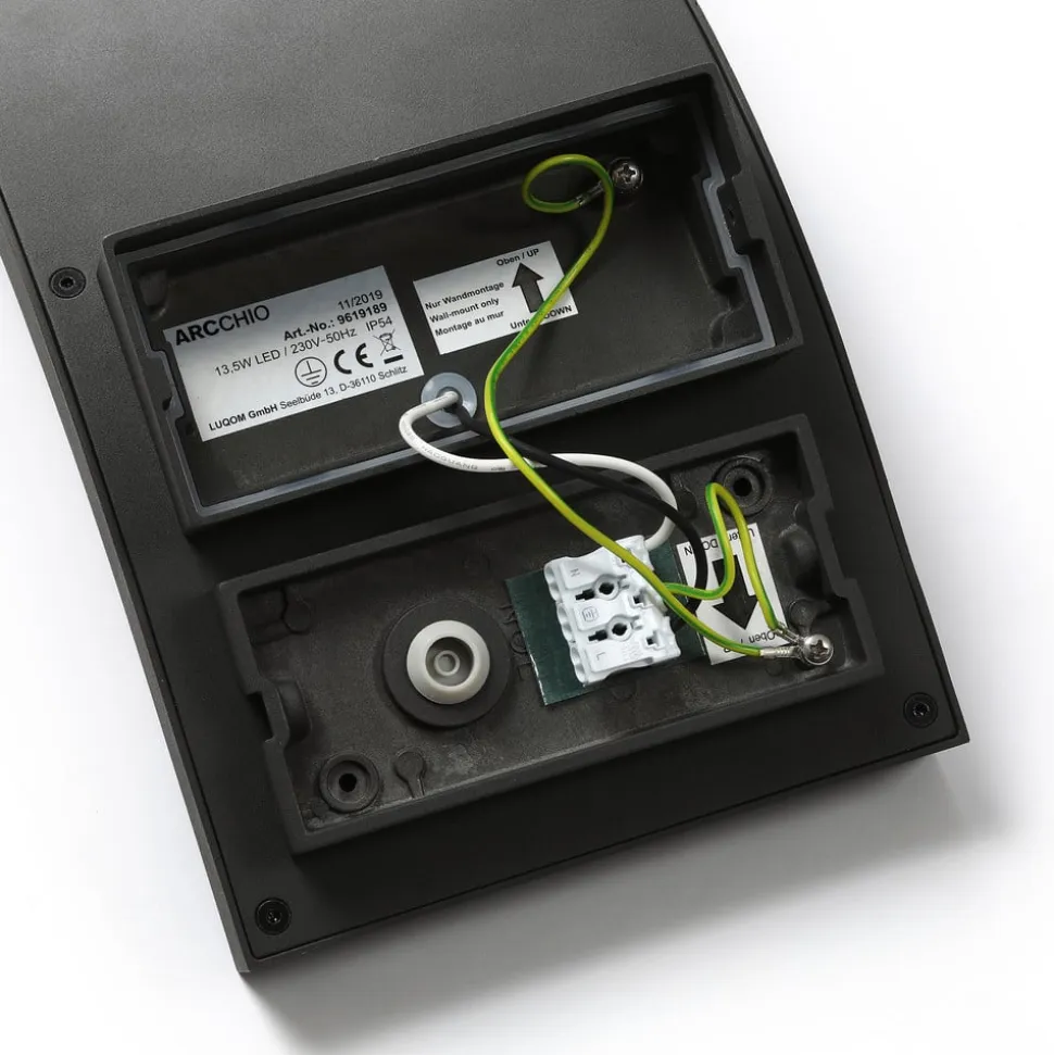 Arcchio udendørs LED-væglampe Advik, antracit, IP54, sensor
