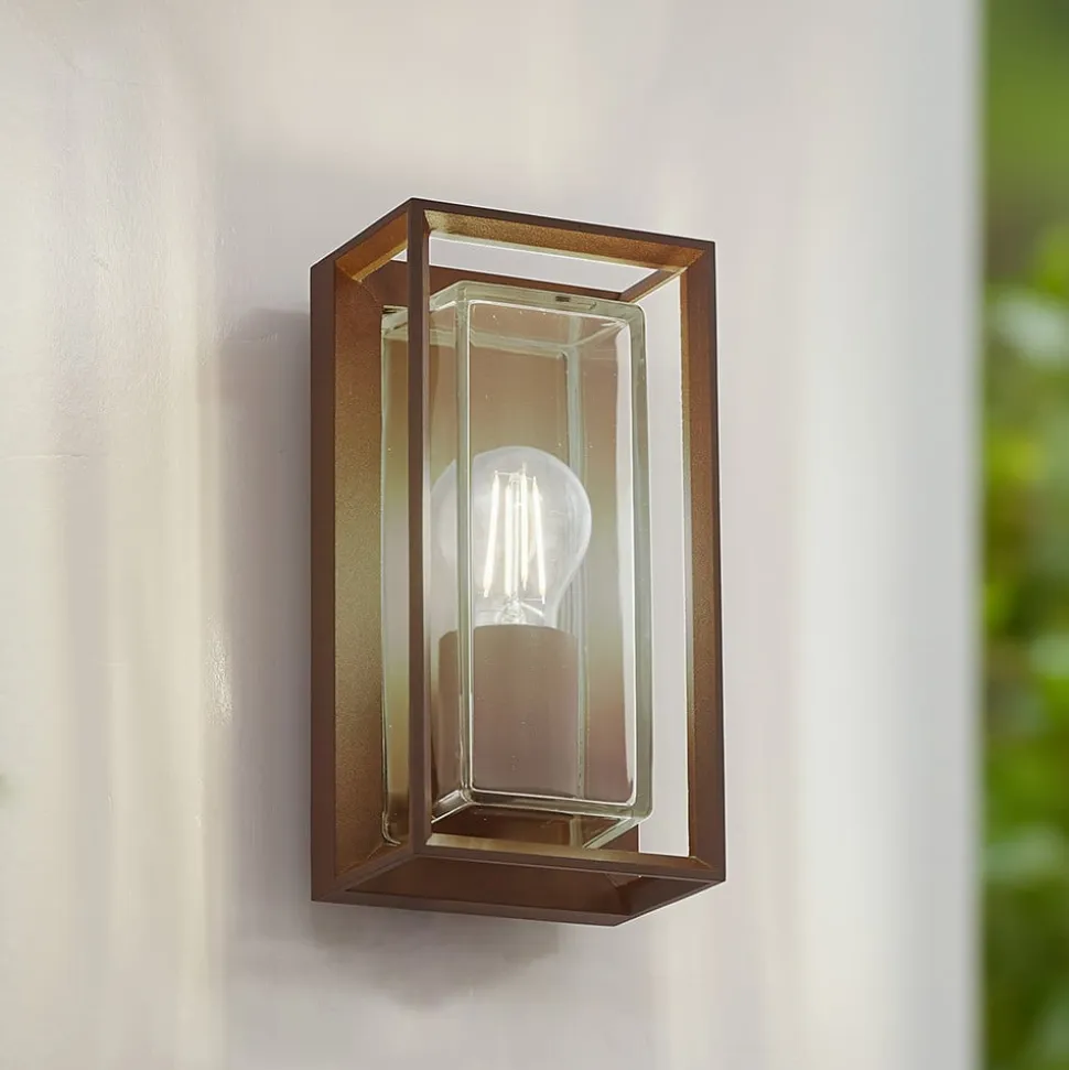 Arcchio udendørs væglampe Ismera, rustfarvet, IP65, glas, E27