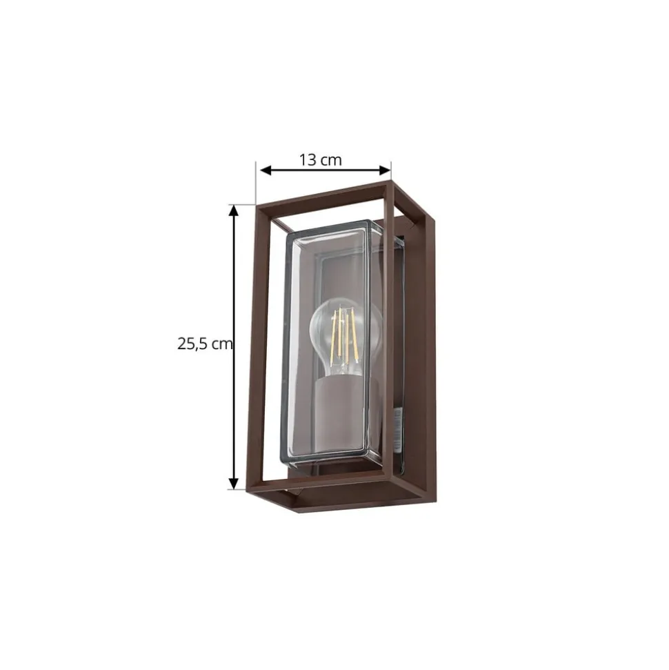 Arcchio udendørs væglampe Ismera, rustfarvet, IP65, glas, E27