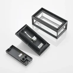 Arcchio udendørs væglampe Ismera, antracit/klar, IP65, glas