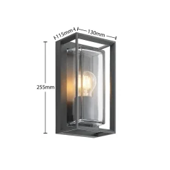 Arcchio udendørs væglampe Ismera, antracit/klar, IP65, glas