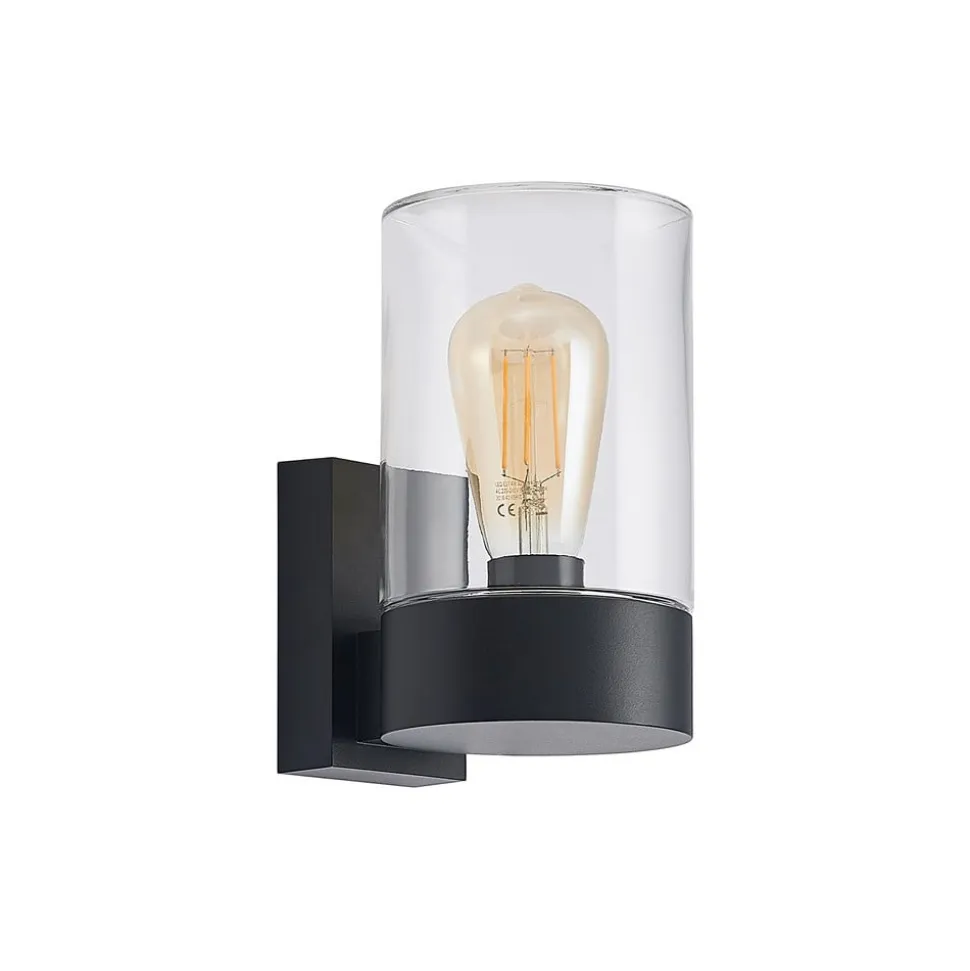 Arcchio udendørs væglampe Liljana, sort, 21 cm, IP65, glas