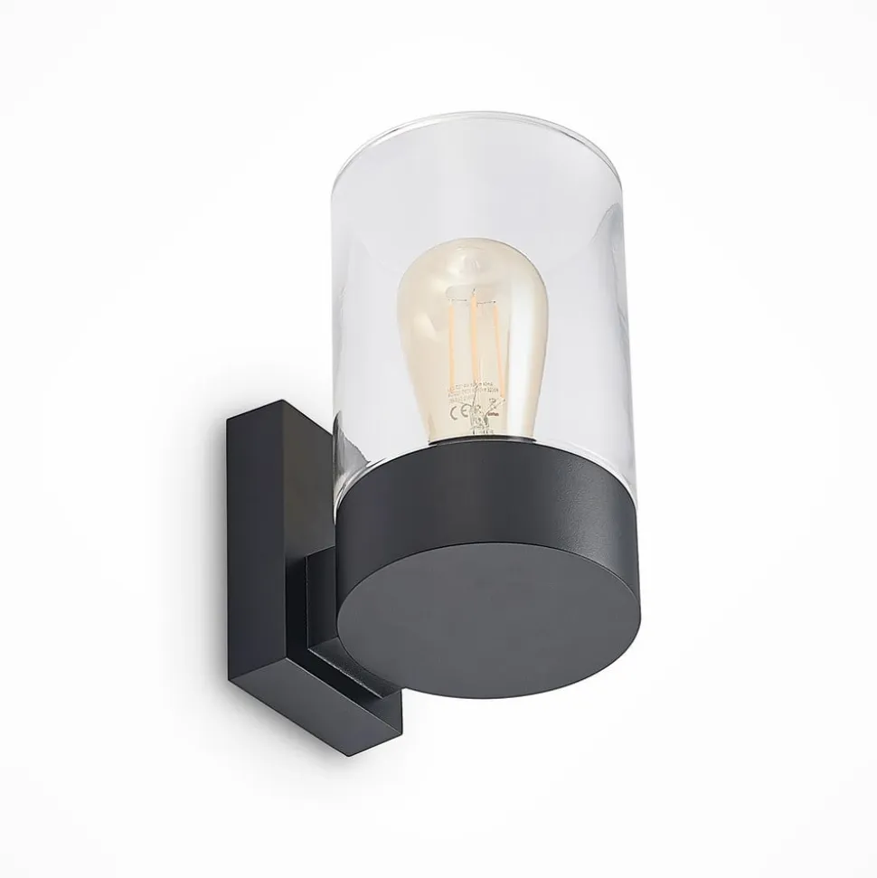 Arcchio udendørs væglampe Liljana, sort, 21 cm, IP65, glas