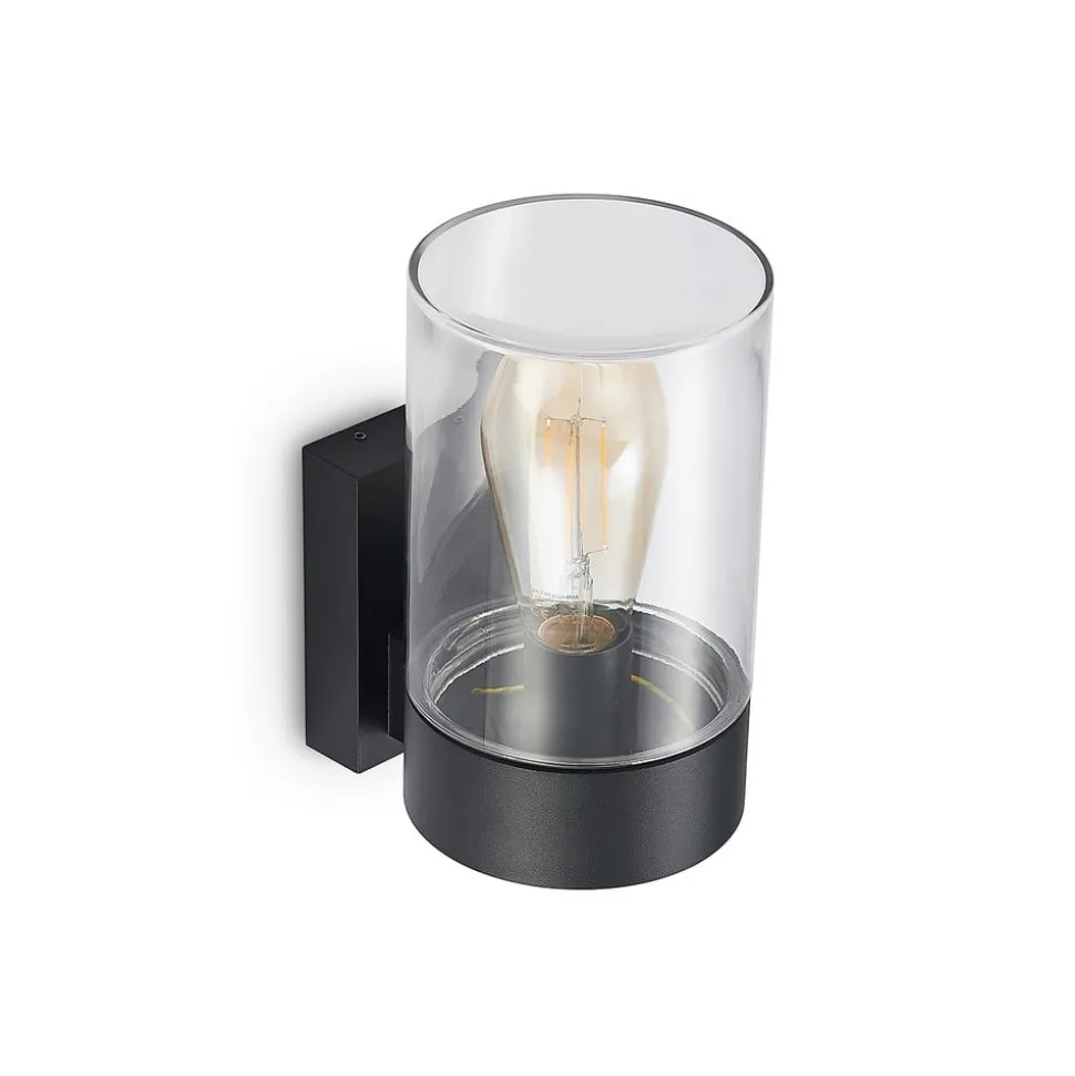 Arcchio udendørs væglampe Liljana, sort, 21 cm, IP65, glas