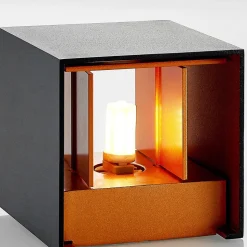 Arcchio væglampe Zuzana, kantet, sort-guld, G9, 10 cm