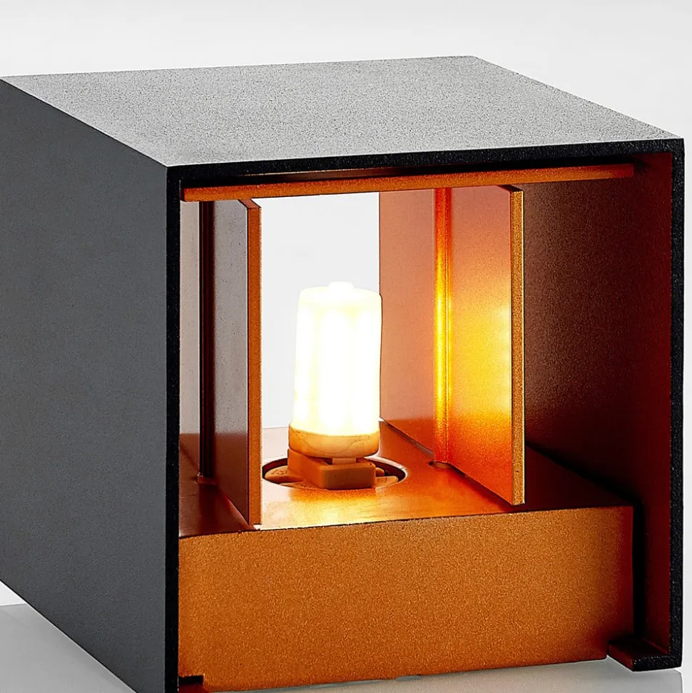 Arcchio væglampe Zuzana, kantet, sort-guld, G9, 10 cm