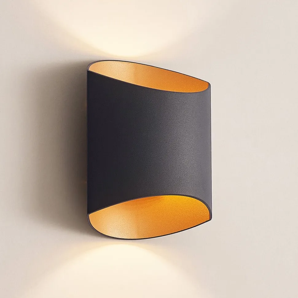 Arcchio Vilja væglampe, sort, guld, oval