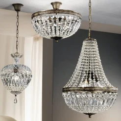 Arila loftlampe, krystalkæder, Ø 40 cm