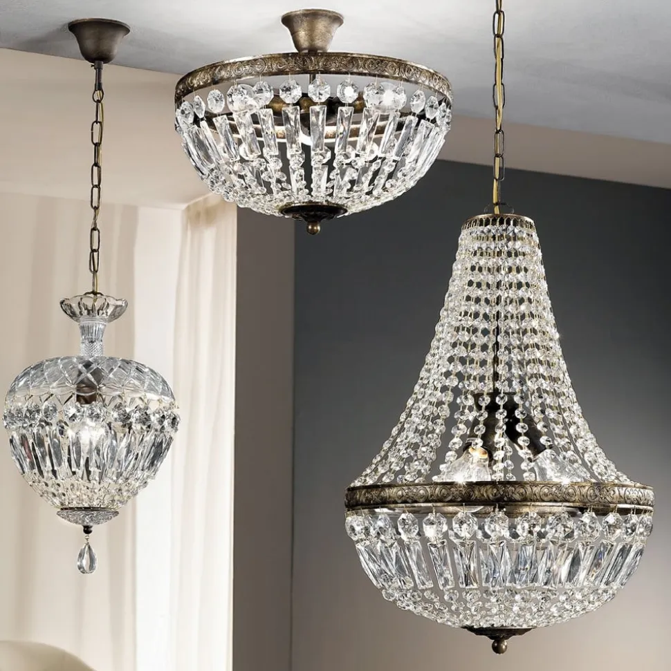 Arila loftlampe, krystalkæder, Ø 40 cm