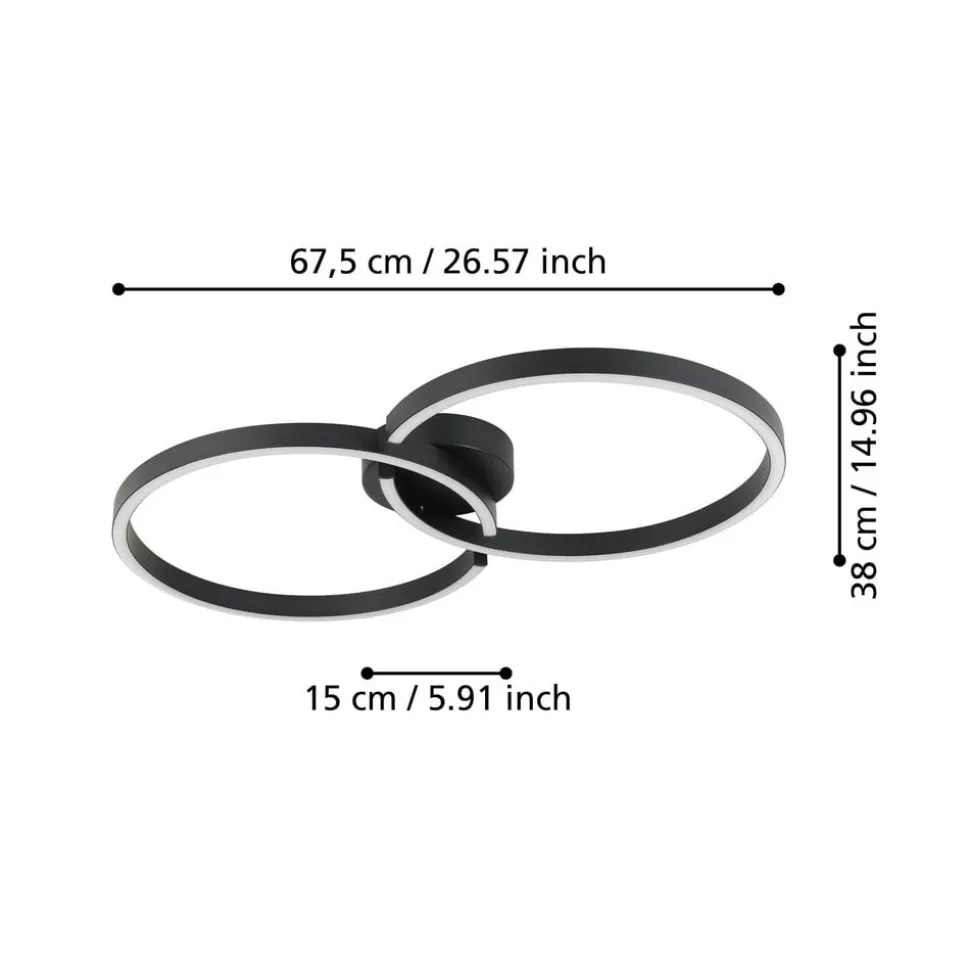 Armandolo LED-loftlampe, sort, længde 67 cm, CCT, RGB