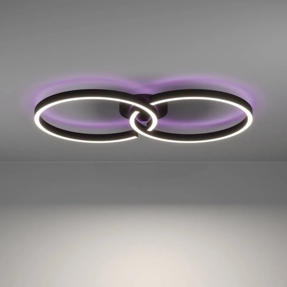 Armandolo LED-loftlampe, sort, længde 67 cm, CCT, RGB