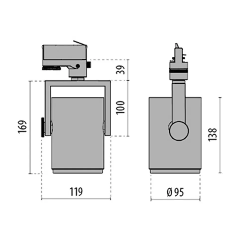 AS425 3-faset skinnespot LED Medium hvid, uni.hvid