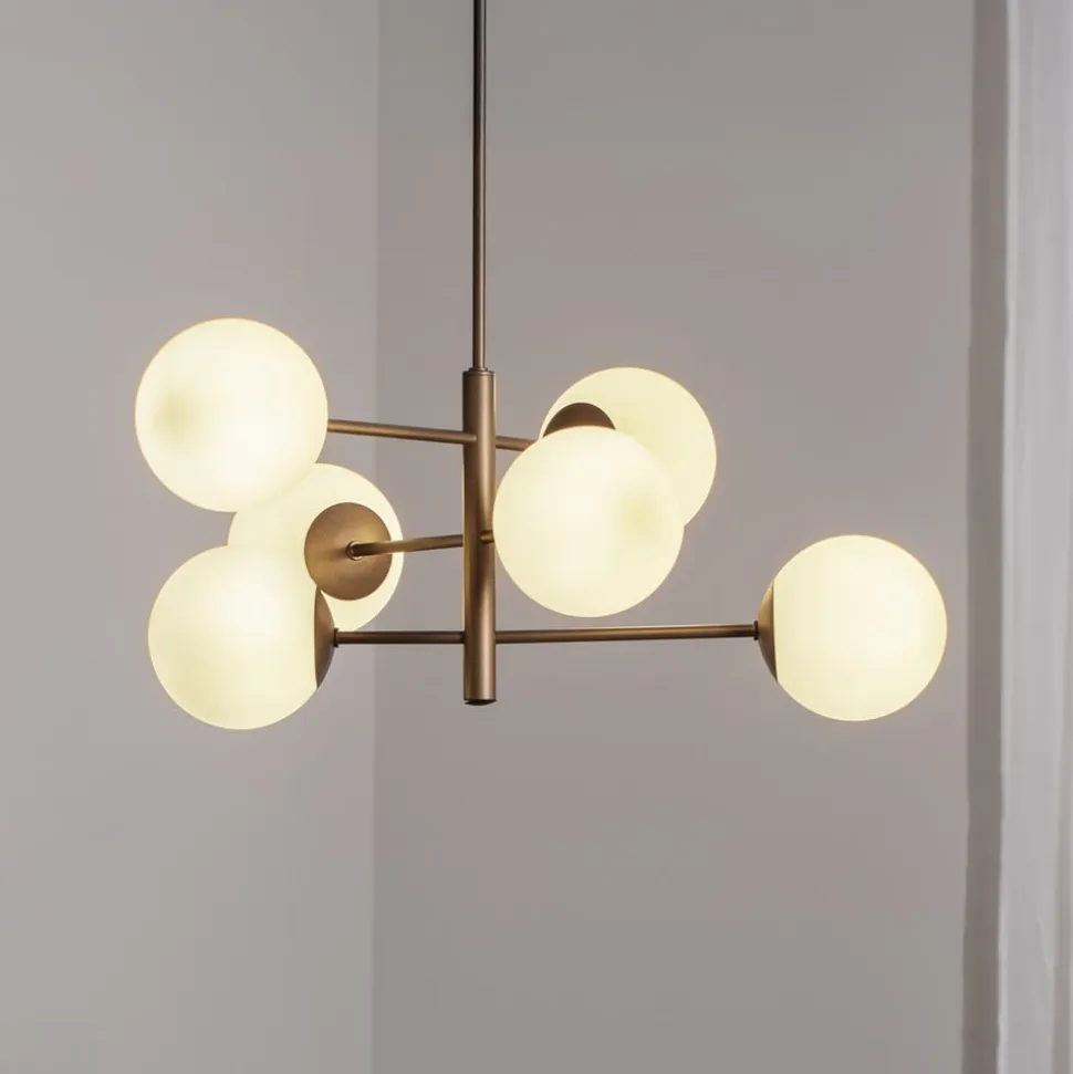 Aurora hængelampe, brun, Ø 60 cm, 6 lyskilder, glas, E14
