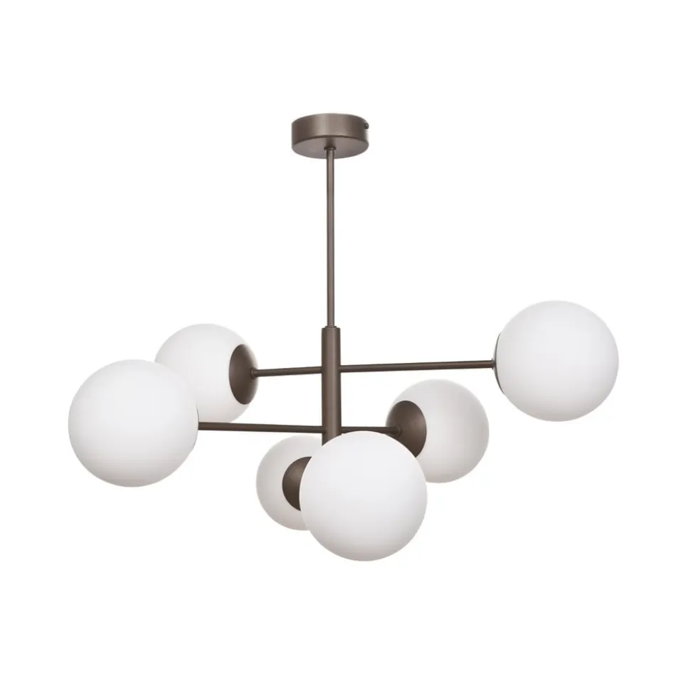 Aurora hængelampe, brun, Ø 60 cm, 6 lyskilder, glas, E14