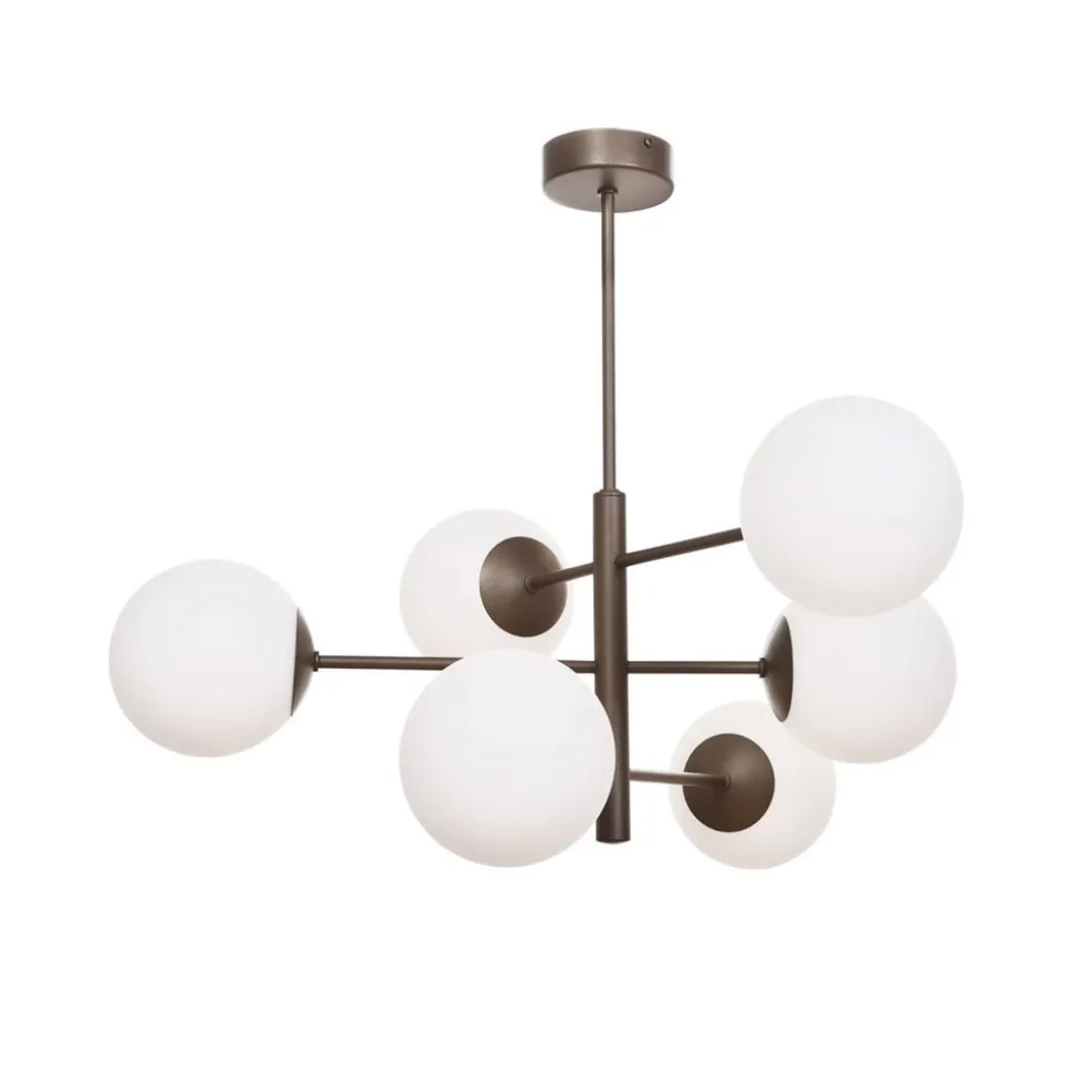 Aurora hængelampe, brun, Ø 60 cm, 6 lyskilder, glas, E14