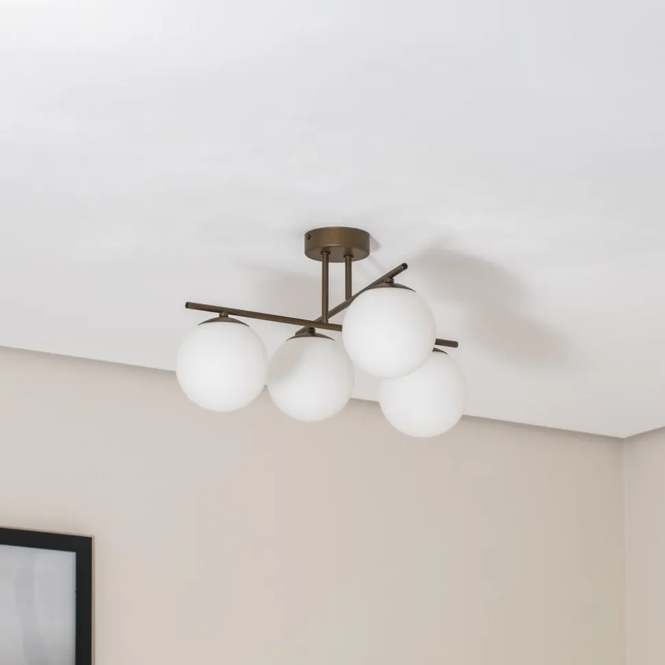 Aurora loftlampe, brun, Ø 50 cm, 4 lyskilder, glas, E14
