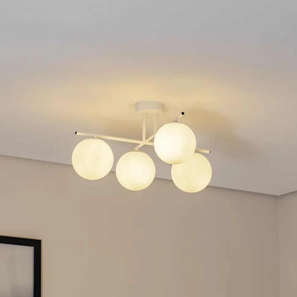 Aurora loftlampe, hvid, Ø 50 cm, 4 lyskilder, glas, E14
