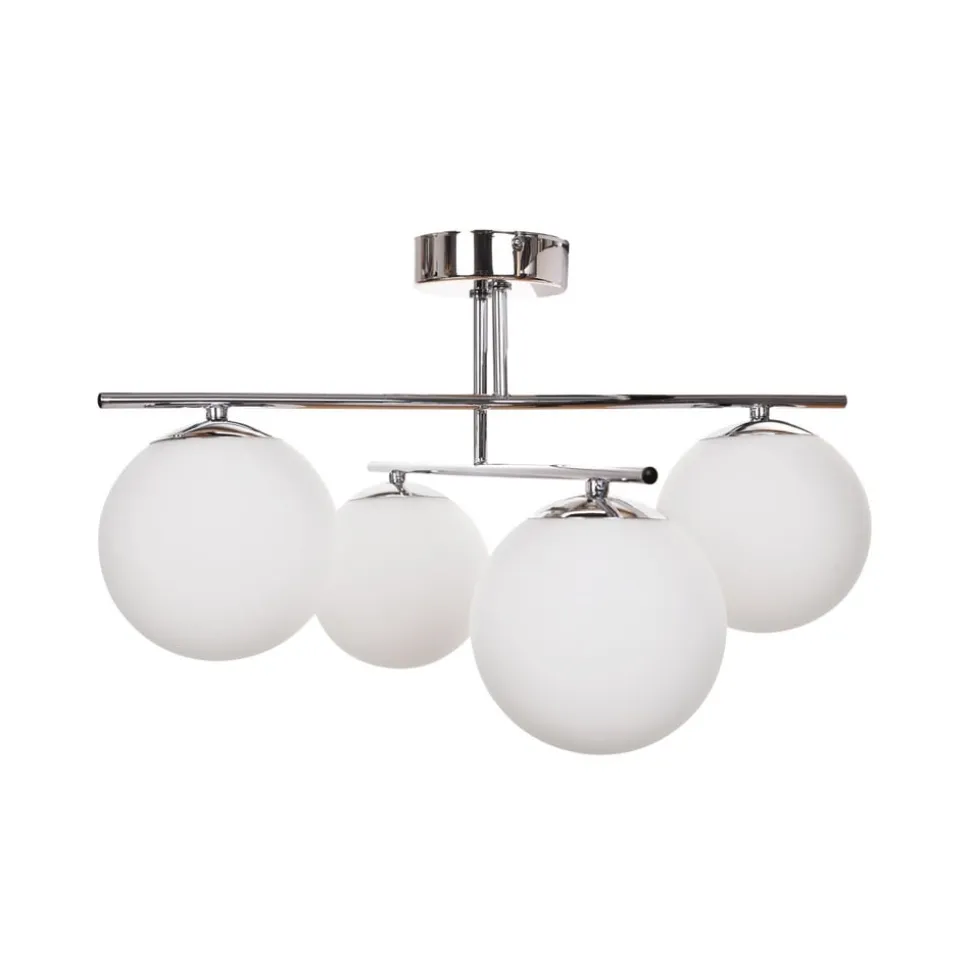 Aurora loftlampe, krom, Ø 50 cm, 4 lyskilder, glas, E14