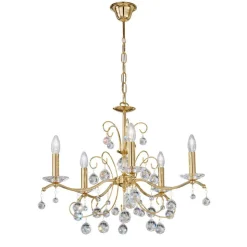 Austrolux lysekrone Carmen II, glas, guldbelagt, 65 cm