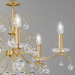 Austrolux lysekrone Carmen II, glas, guldbelagt, 65 cm