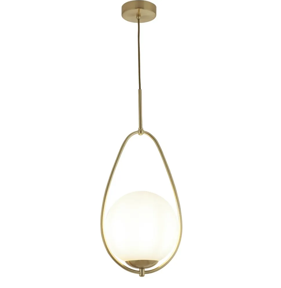 Avalon hængelampe med glasskærm, guld