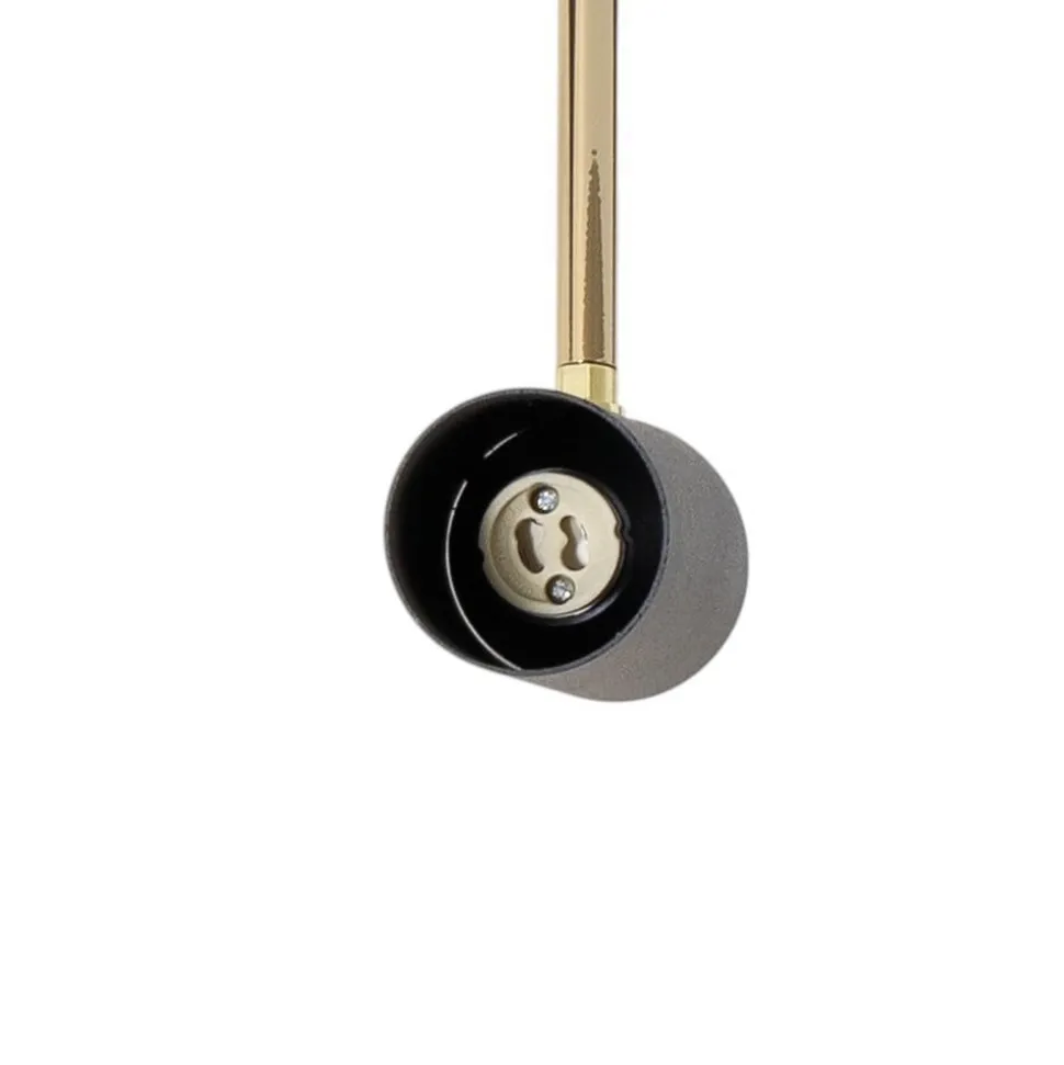 Axion loftlampe, 5 lyskilder, sort/guld, lang, stål