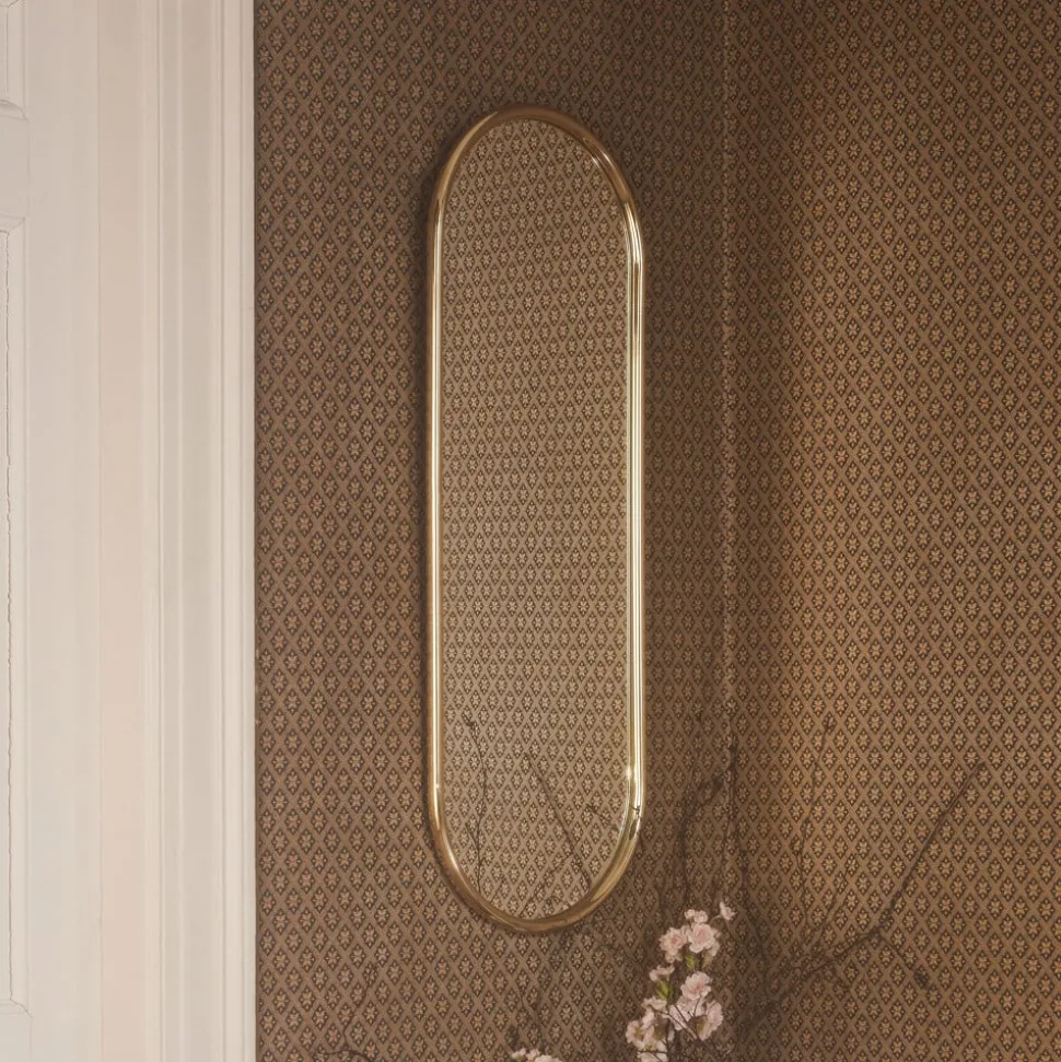 AYTM Angui-spejl, guldfarvet, højde 78 cm, glas, stål