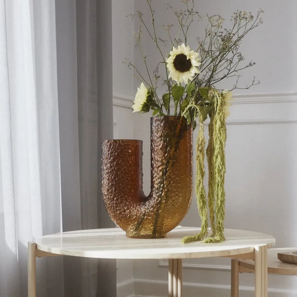 AYTM Arura-vase, ravfarvet, højde 40 cm, bredde 34 cm, glas