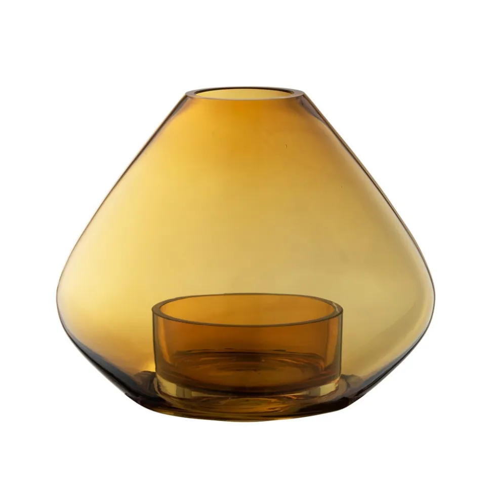 AYTM Lygte Uno, vase, rav, Ø 14 cm, højde 11 cm, glas