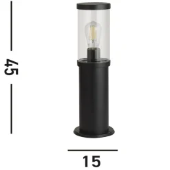 Bakerloo sokkellampe, IP44, sort, højde 45 cm, metal