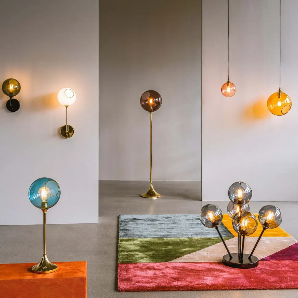 Ballroom gulvlampe, lilla, glas, mundblæst, dæmpbar