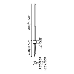 Bambou 1068 LED lampe med jordspyd, sort, aluminium/glas, højde 80 cm