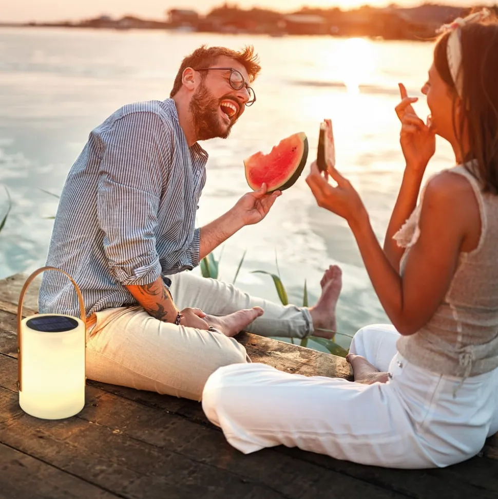Bari LED-bordlampe, solcelle, RGB-farveskift