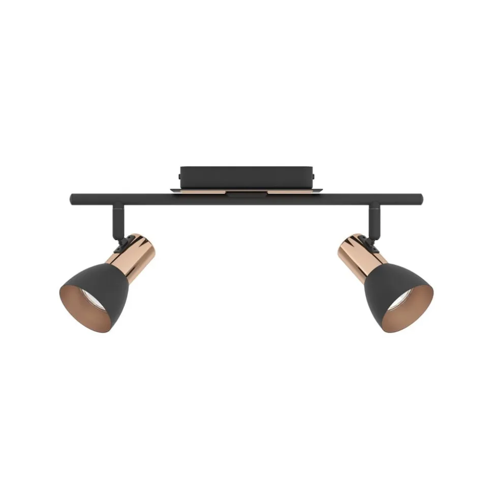 Barnham LED loftspot, længde 39,5 cm, sort/kobber
