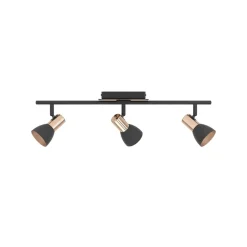Barnham LED loftspot, længde 58,5 cm, sort/kobber