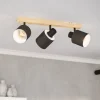 Batallas loftspot, længde 48 cm, sort/træ, 3 lyskilder.