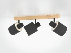 Batallas loftspot, længde 48 cm, sort/træ, 3 lyskilder.