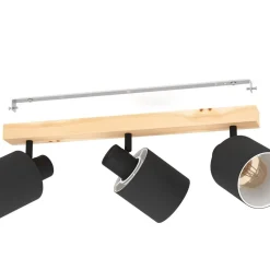 Batallas loftspot, længde 48 cm, sort/træ, 3 lyskilder.