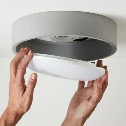 Beacon loftlampe Uno, grå, beton, Ø 27 cm, GX53