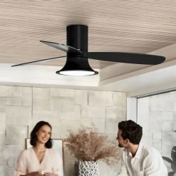 Beacon loftventilator med lys Flusso sort 132cm støjsvag