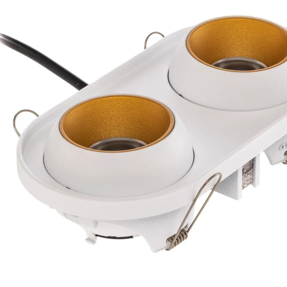 Bega LED indbygningsspot Studio Line, hvid/messing, 2 lyskilder.