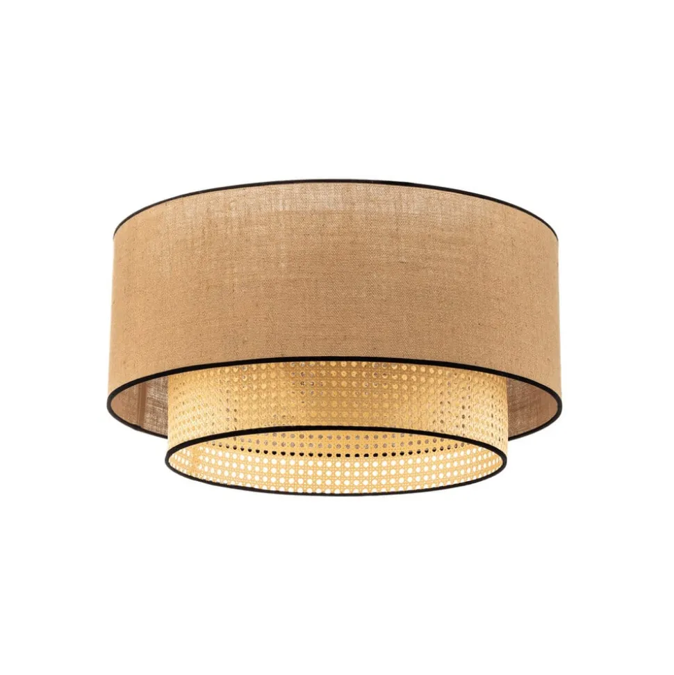 Big Boho loftlampe, rattan, beige/sort
